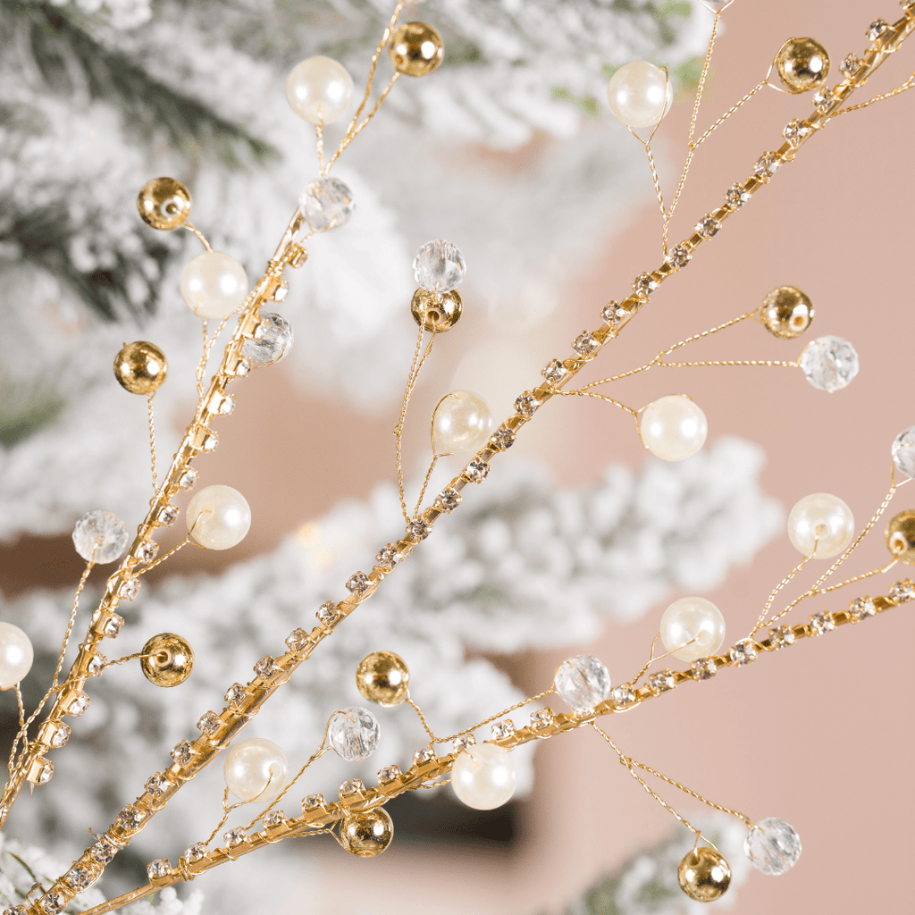 Gold Decorative Pick with Structured Adorned Stems