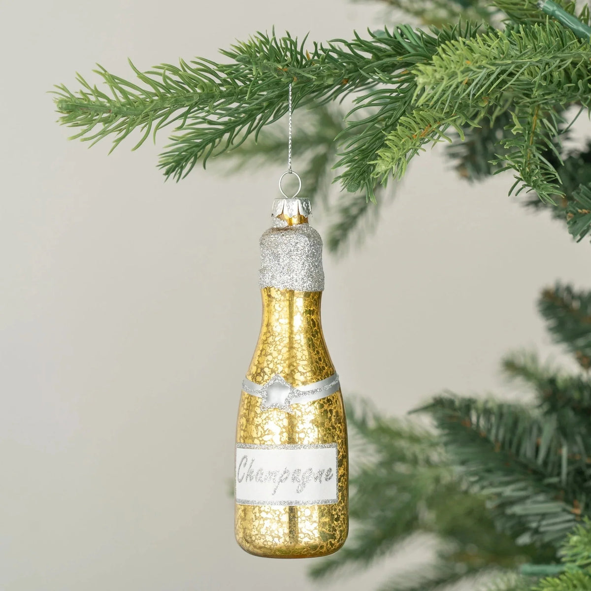 Gold Festive Wine Bottle Ornament
