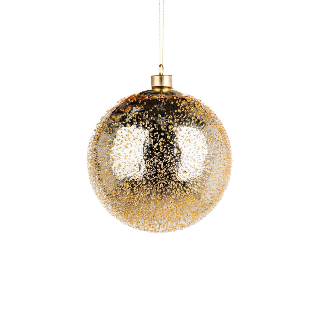 Gold Glass Ball Ornament with Sugar Beads