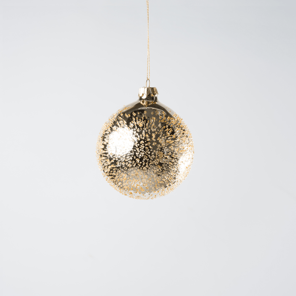 Gold Glass Ball Ornament with Sugar Beads