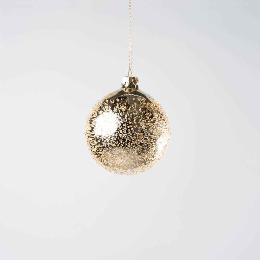 Gold Glass Ball Ornament with Sugar Beads