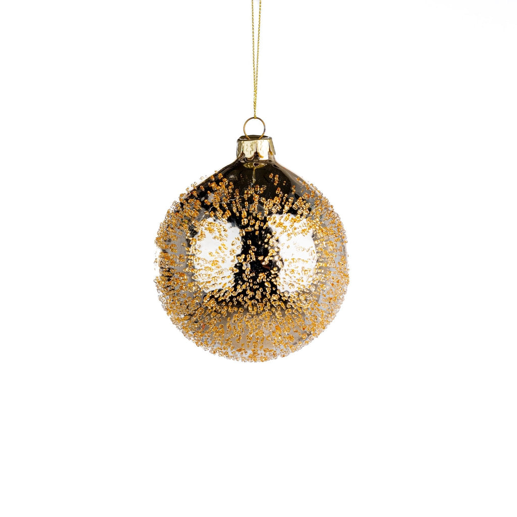 Gold Glass Ball Ornament with Sugar Beads