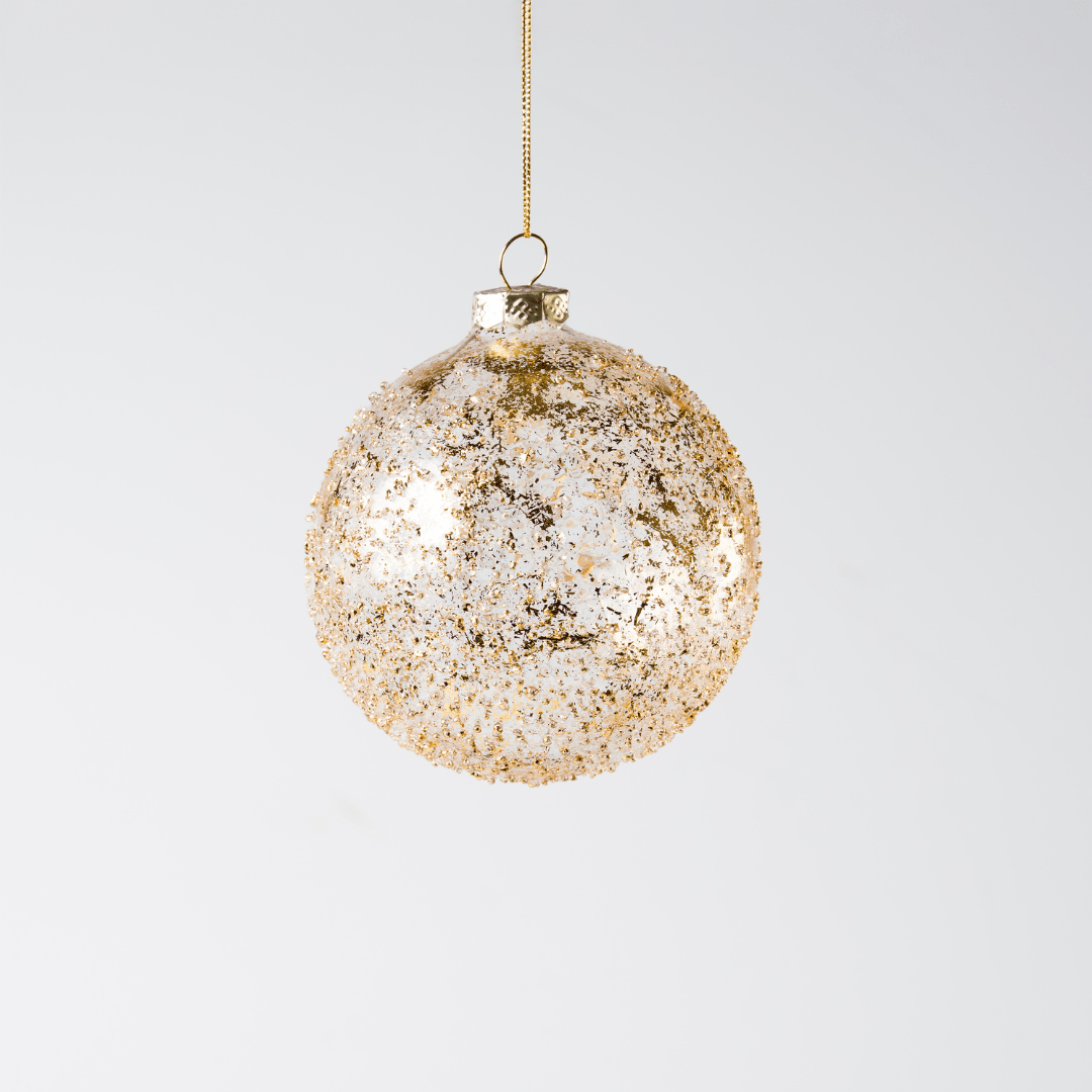 Gold Glass Clear Ball Ornament