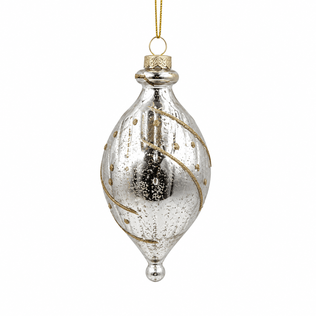 Gold Glass Teardrop Ornament 6"