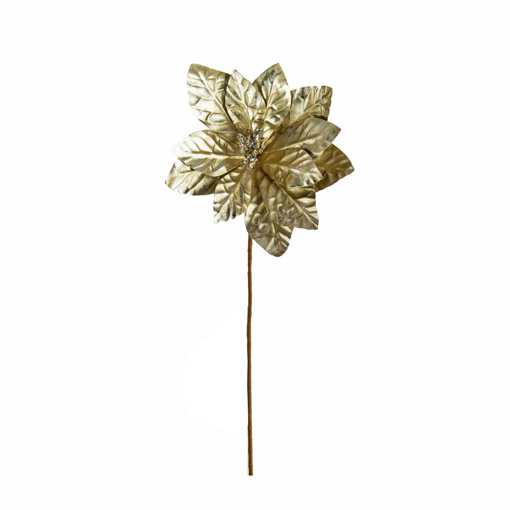 Gold Poinsettia Pick