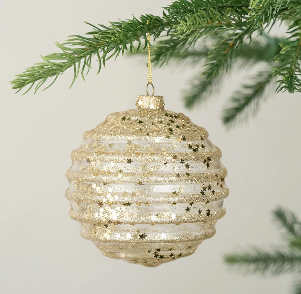 Gold Ruched Gold Ball Ornament