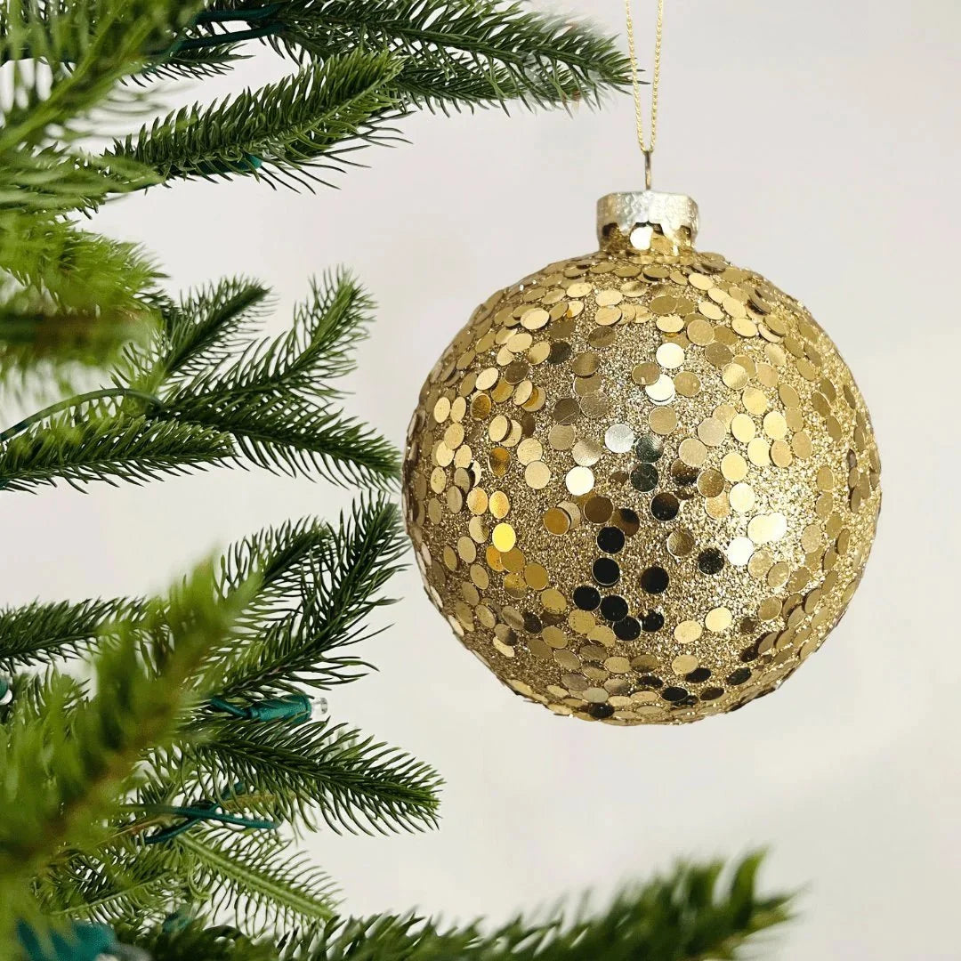 Gold Sequins Ball Ornament - 6"