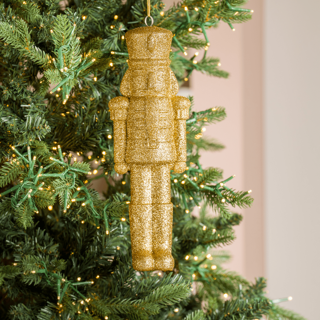 Gold Shatterproof 12" Glitter Nutcracker Ornament
