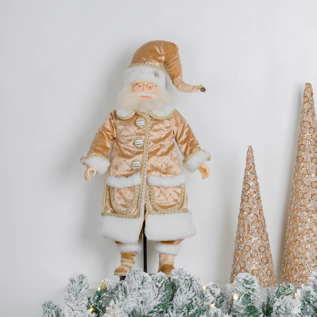 Gold Standing Santa With Black Stand