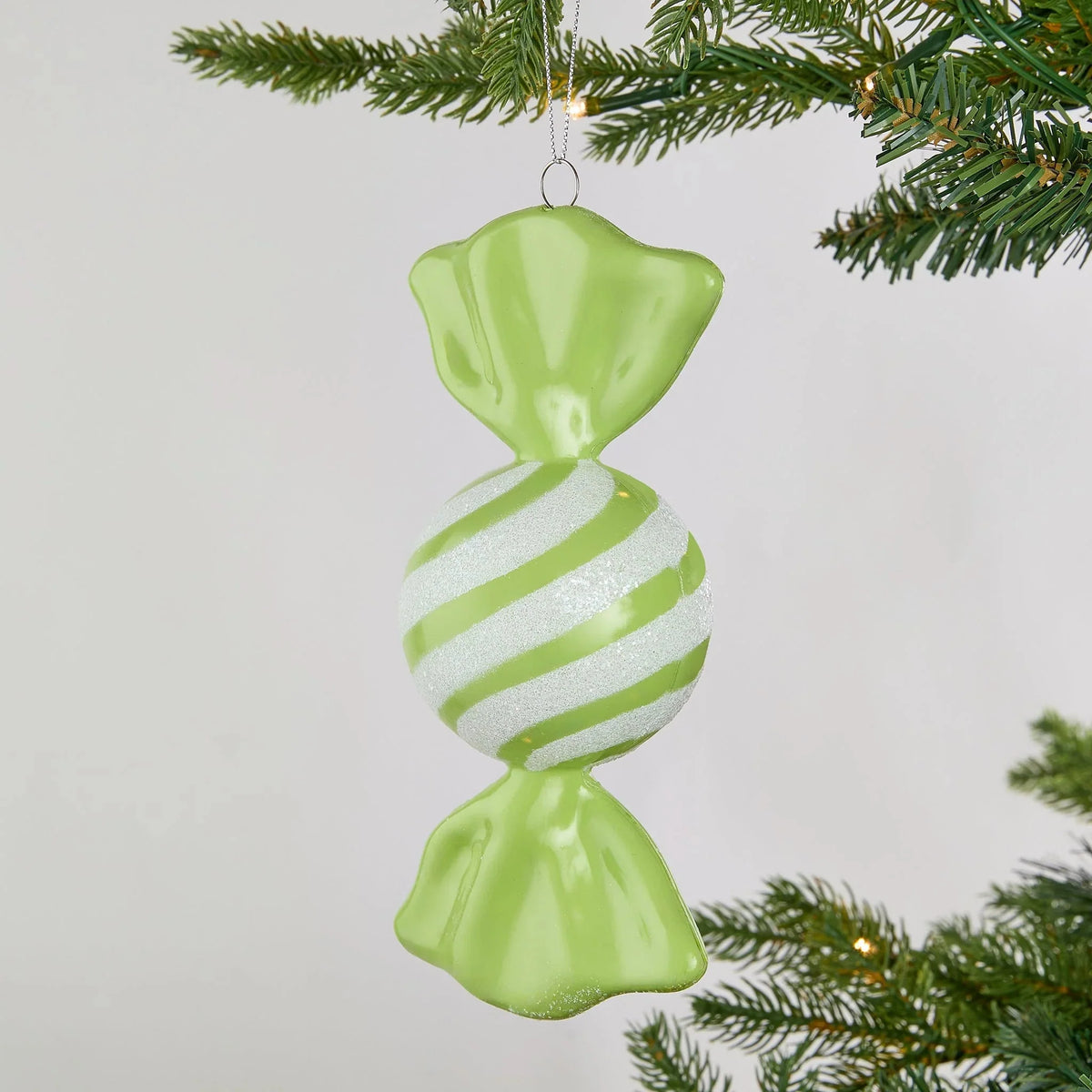 Green Glitter Dusted Large Candy Ornament