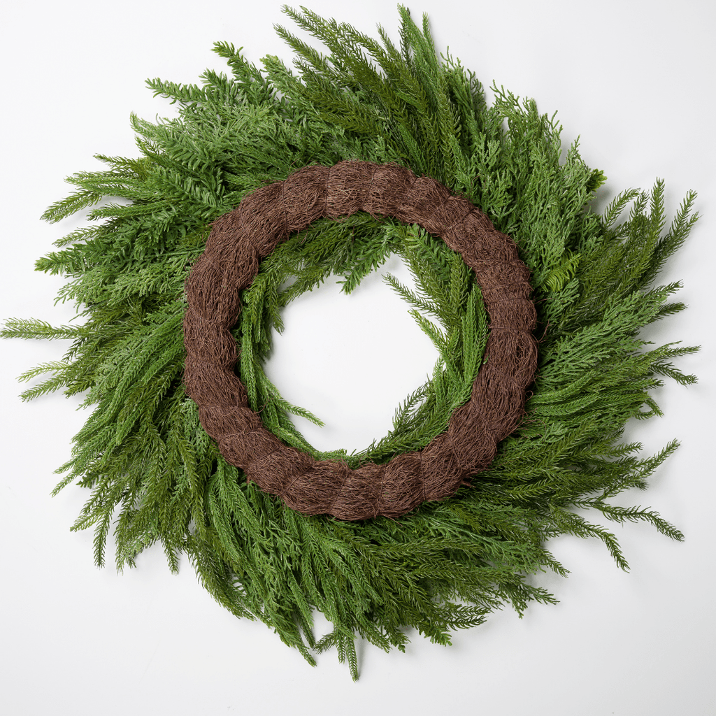 Green Real Touch Mixed Leaves Wreath 30"
