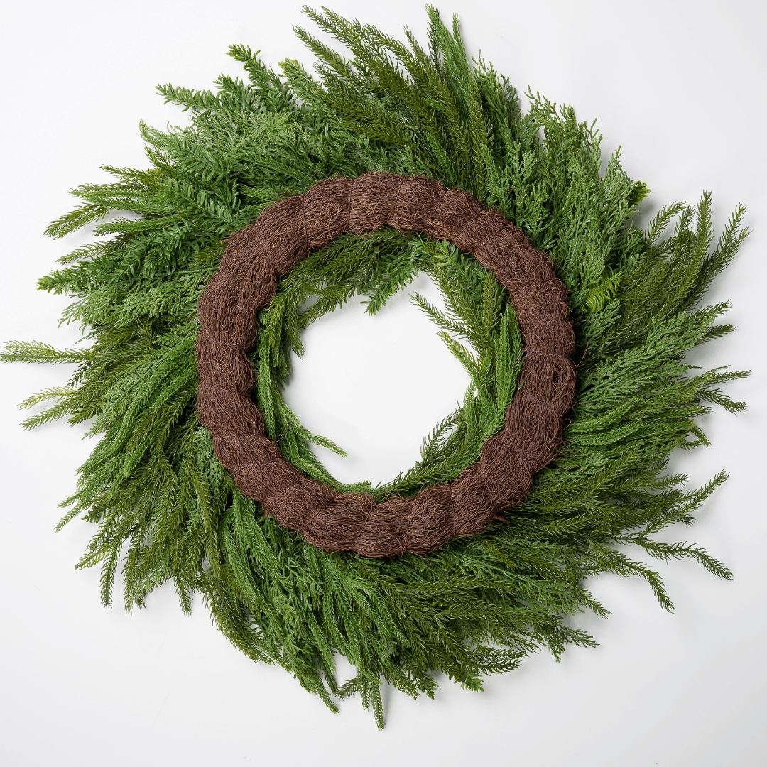 Green Real Touch Mixed Leaves Wreath 30"