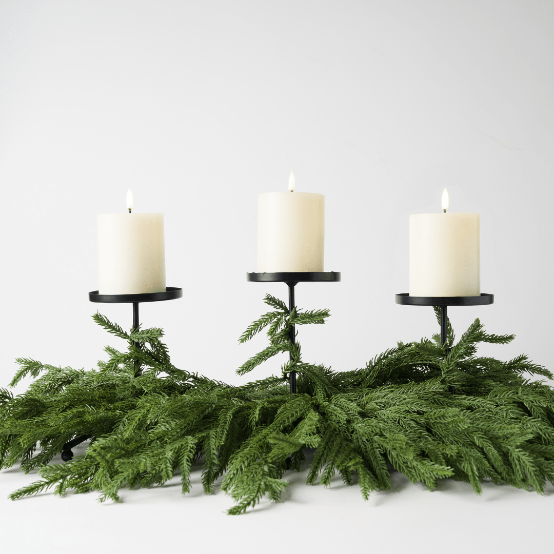 Green Real Touch Pine Needle Candlestick Centerpiece 38"