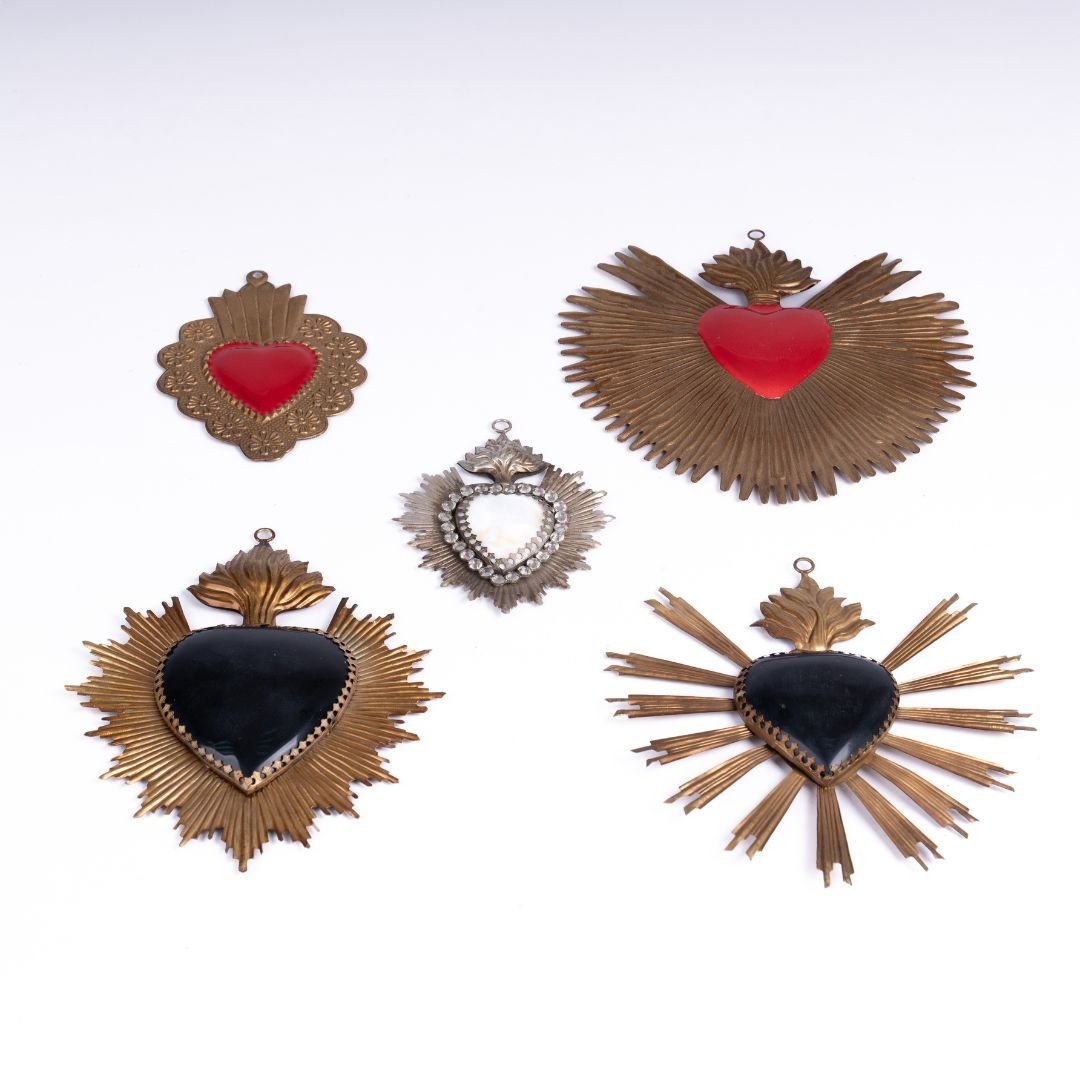 Red & Gold Hand Hammered Heart Ornament