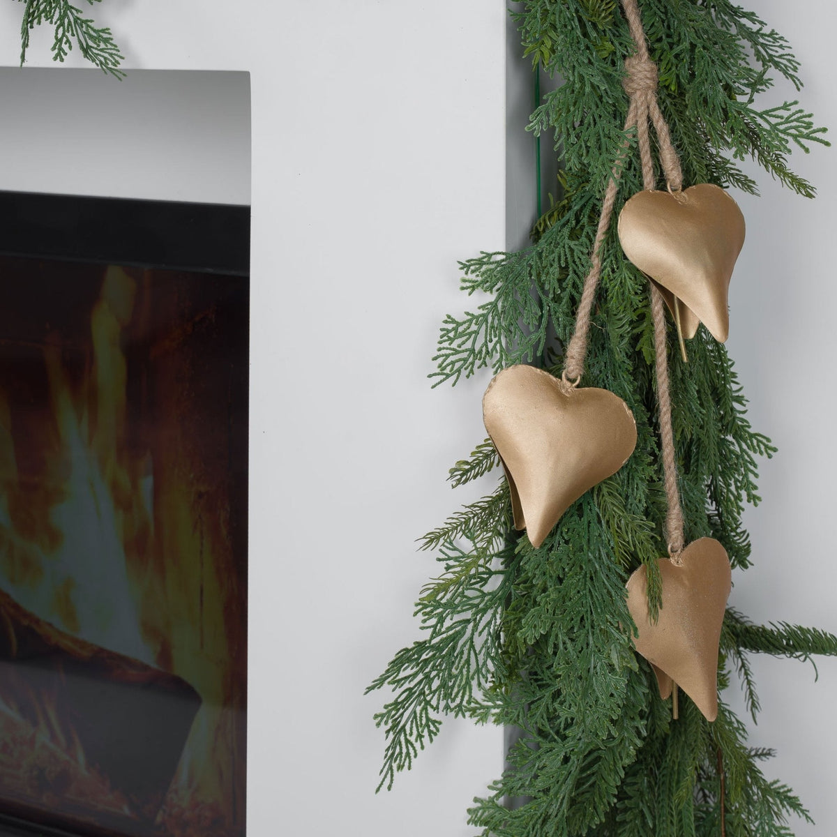 Gold Metal Heart Bell Ornament