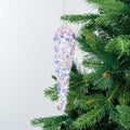 Iridescent Purple Festive Icicle Ornament with Iridescent Sequins