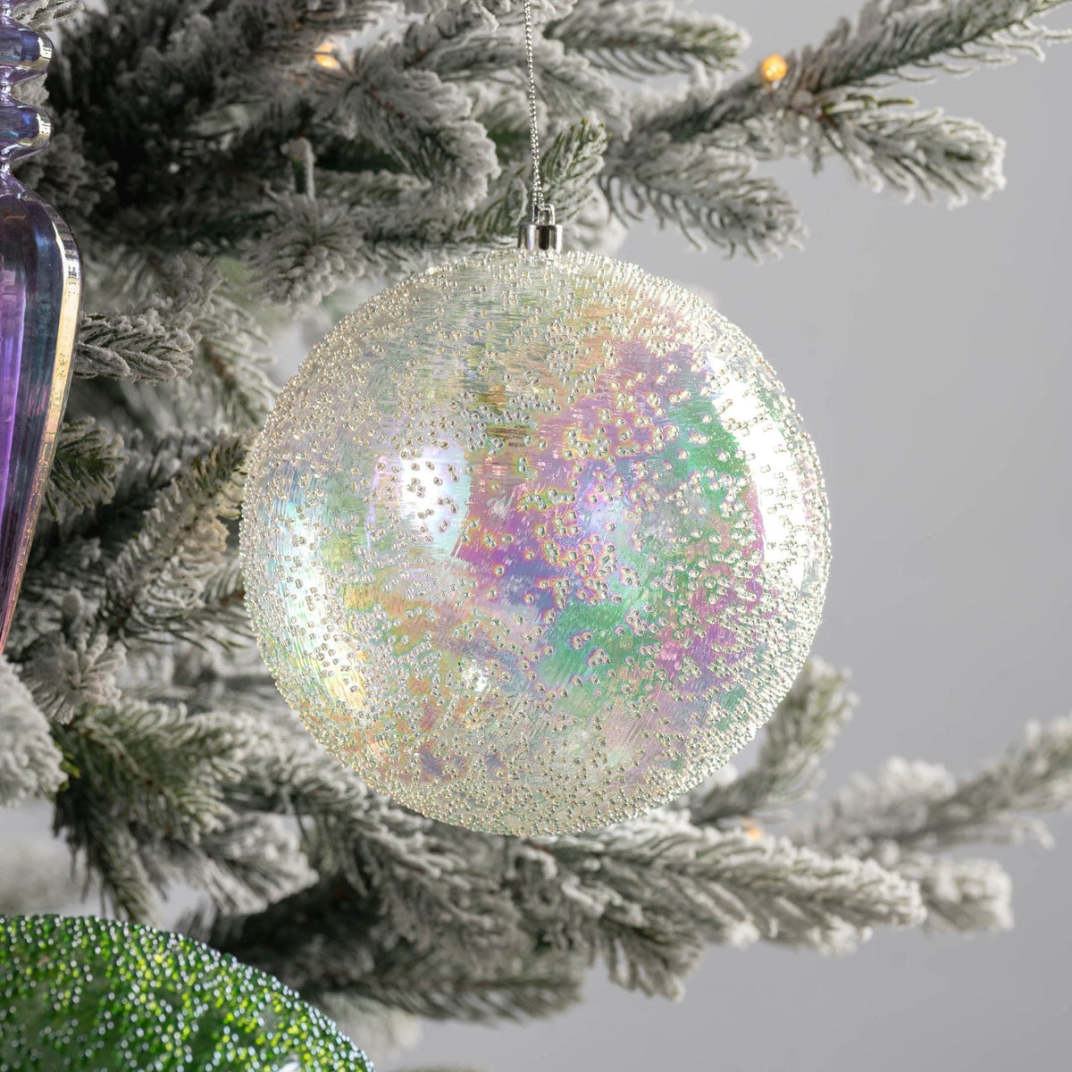 Iridescent Textured Ball Ornament - 6”