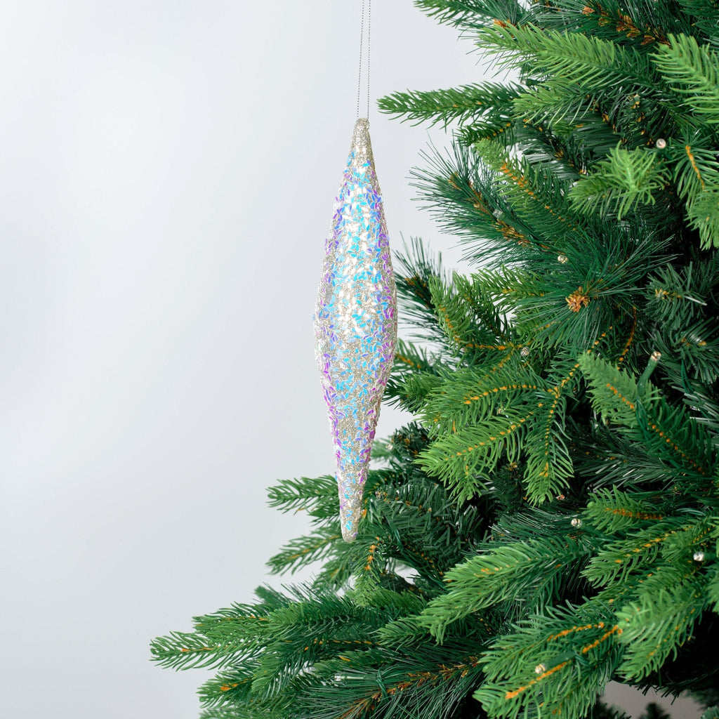 Irisdescent Finial Ornament with Iridescent Sequins
