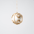 Ivory Jewel Eye Velvet 4" Ball Ornament