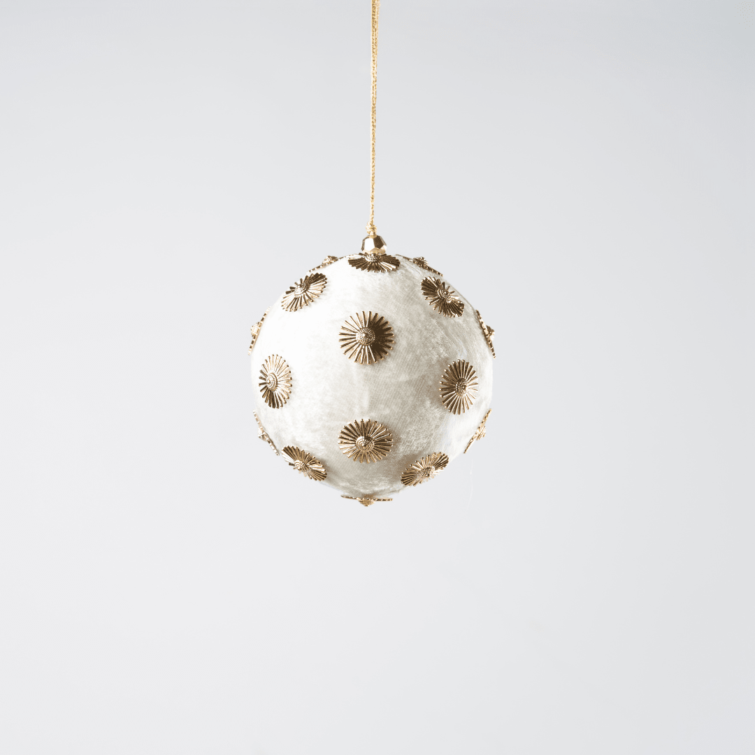 Ivory Sunflower Stud Velvet Ornament