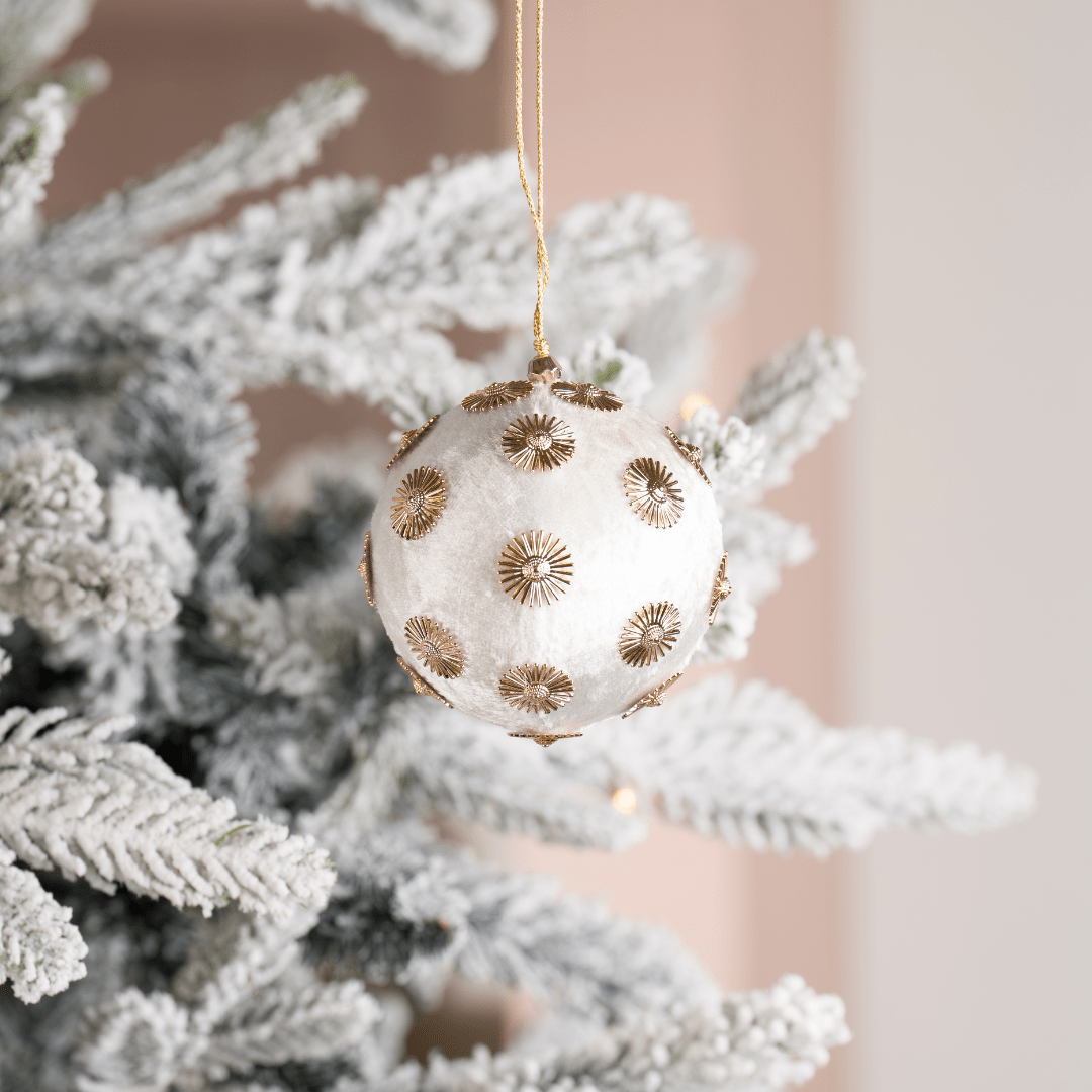 Ivory Sunflower Stud Velvet Ornament