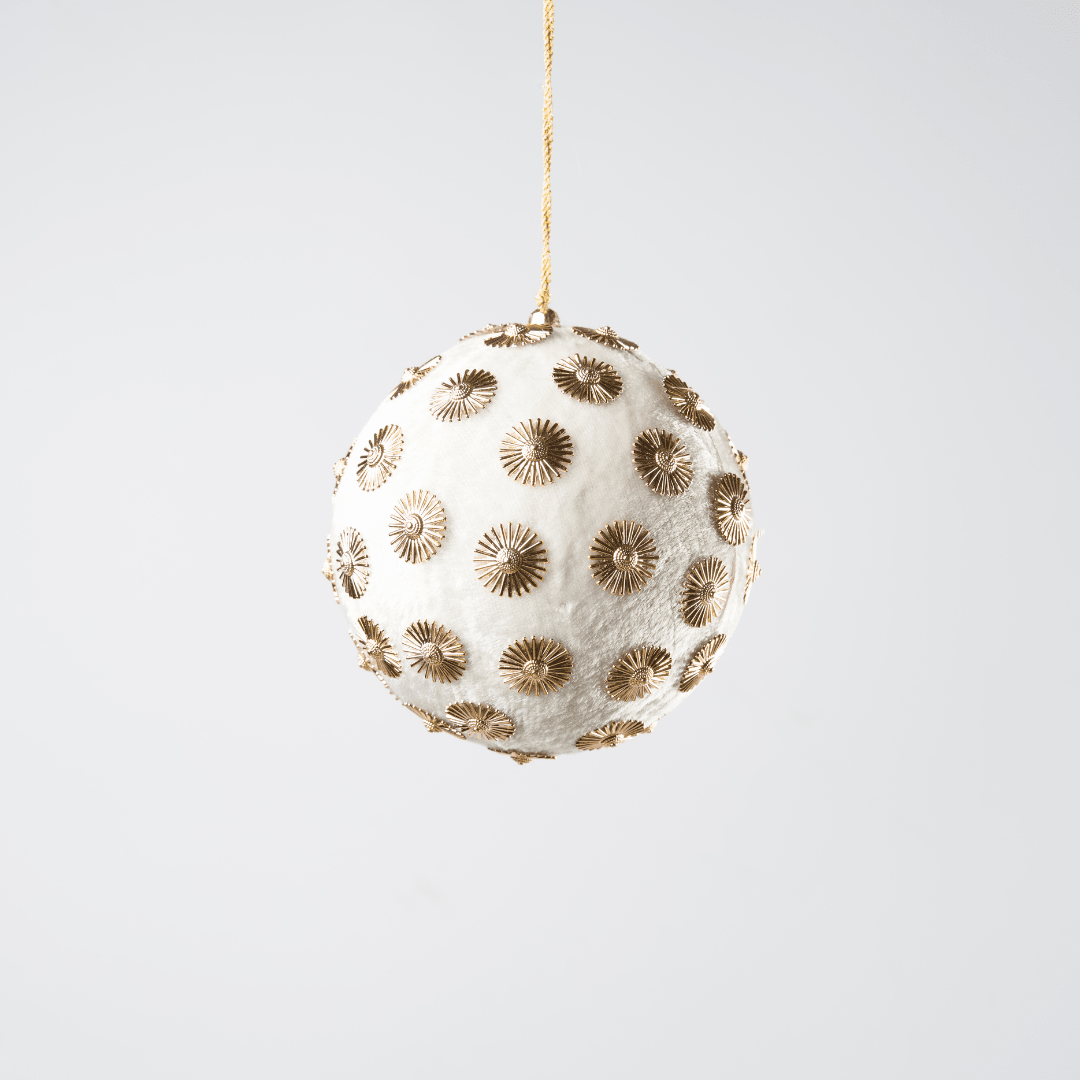 Ivory Sunflower Stud Velvet Ornament