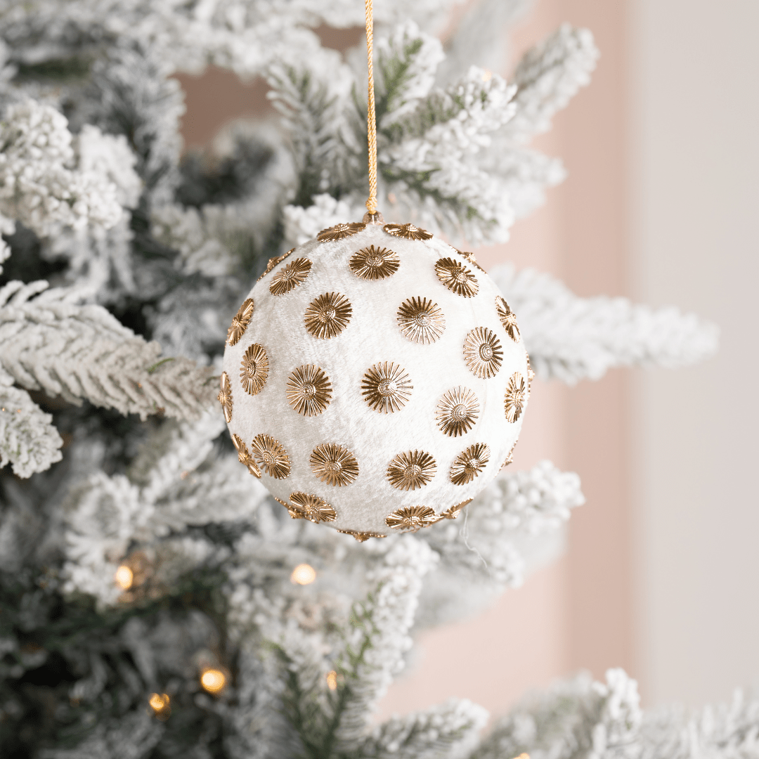 Ivory Sunflower Stud Velvet Ornament