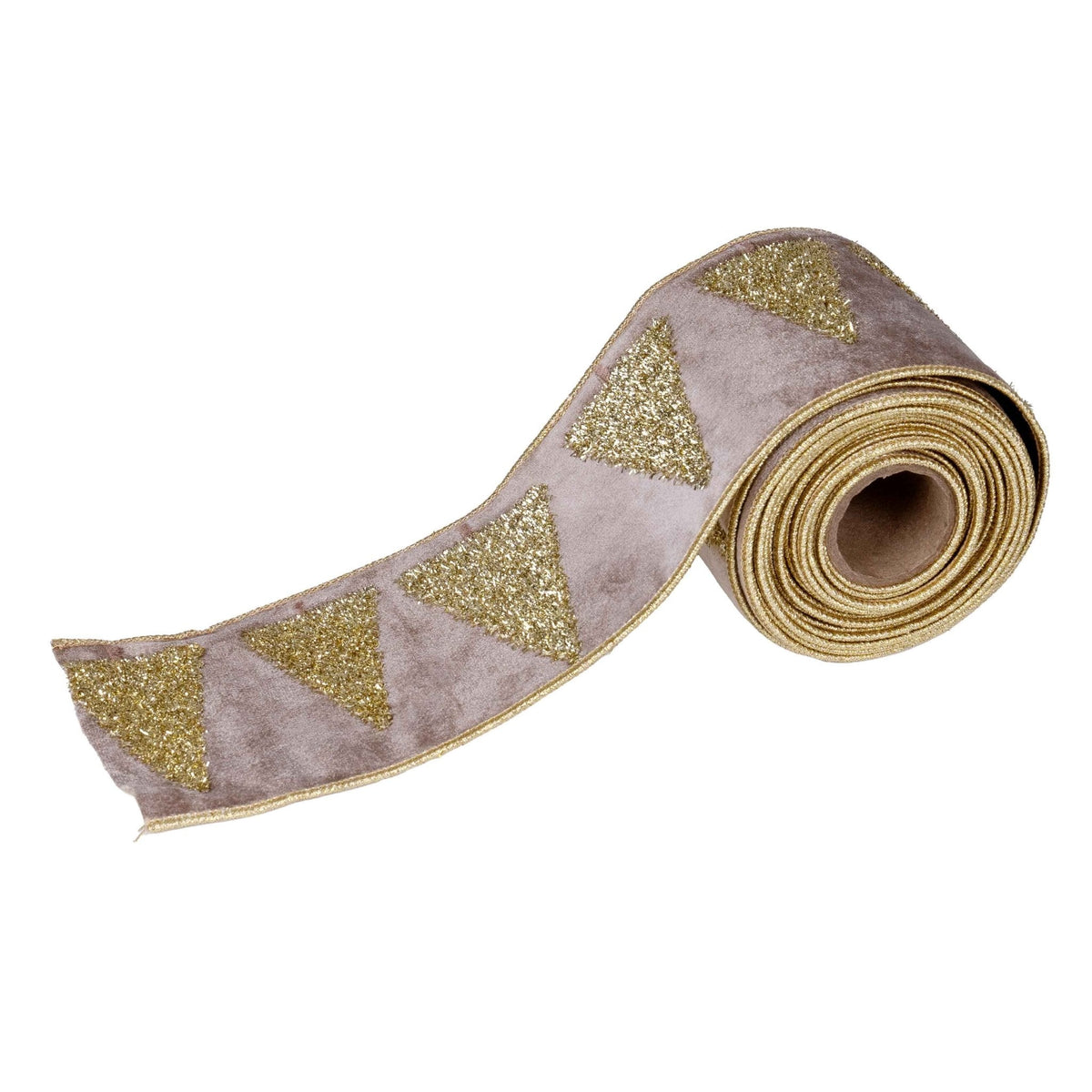 Ivory Velvet 4" Tree Ribbon with Gold Tree Embroidery