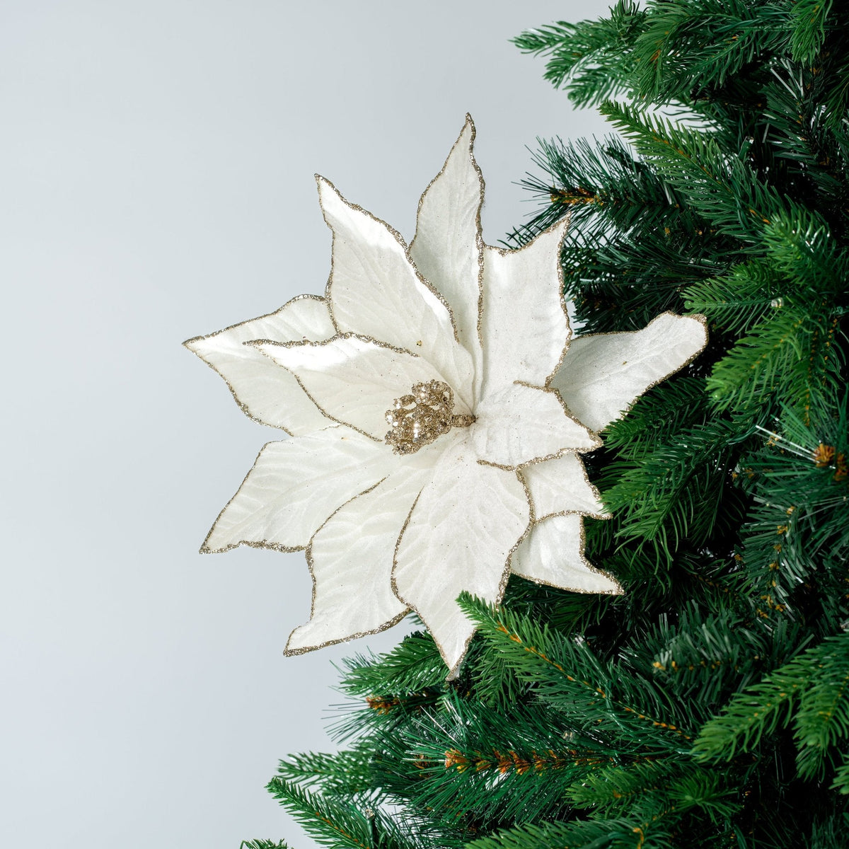 Ivy & Silver Velvet Poinsettia Flower Pick