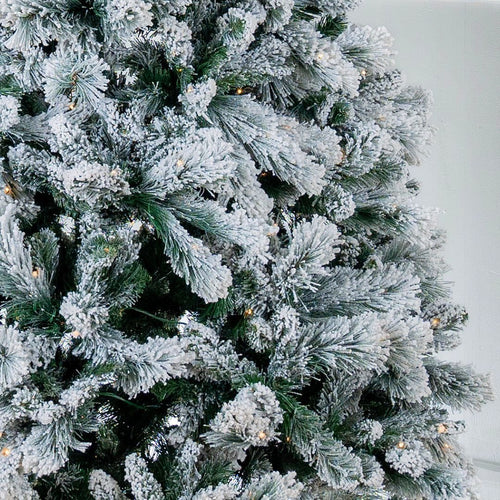 7' Hardneedle Flocked Artificial Christmas Tree with LED Lights