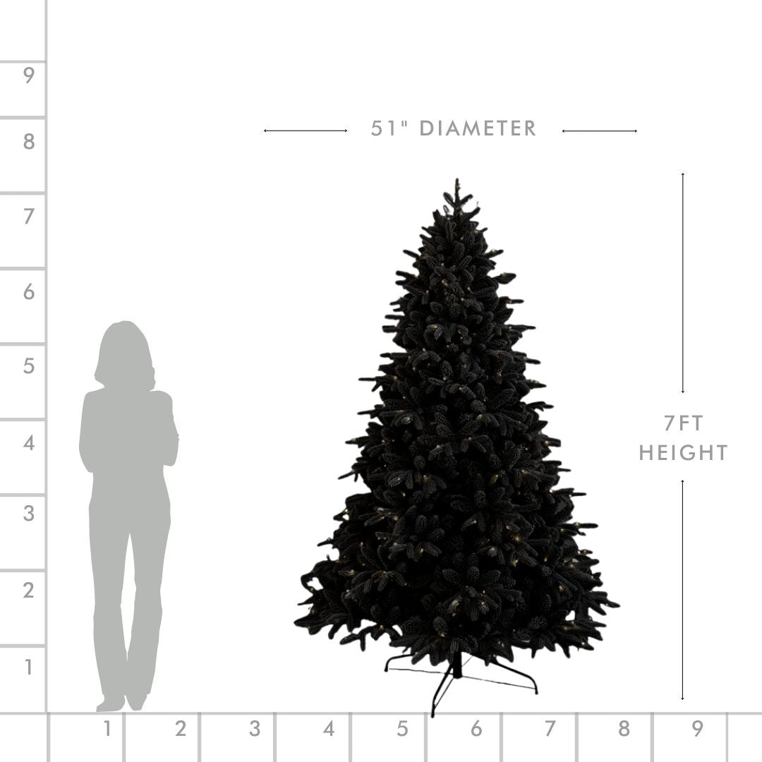 7' Hardneedle Flocked Artificial Christmas Tree with LED Lights