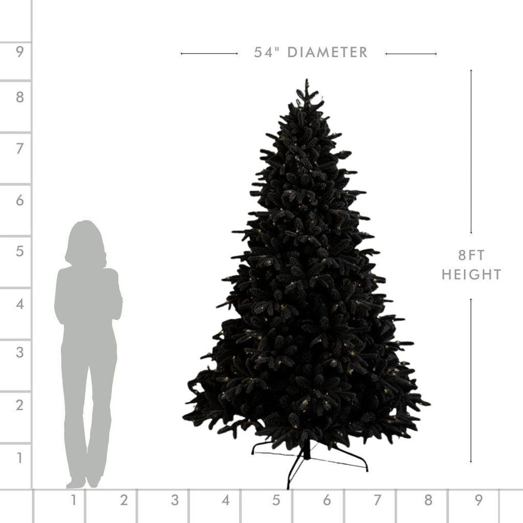 Joy By 8' Hardneedle Flocked Artificial Christmas Tree with 600 Warm White LED Lights