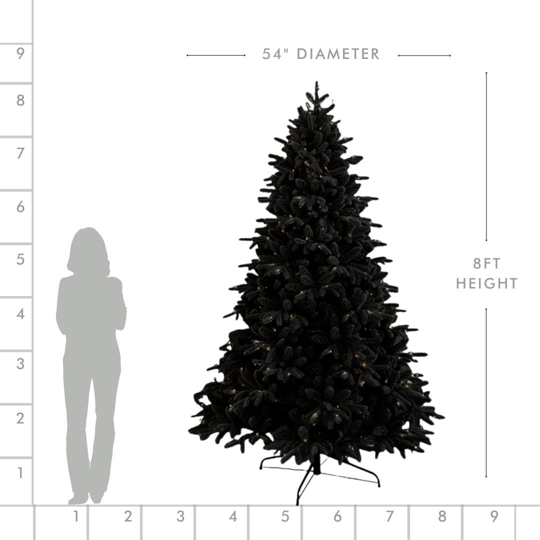 Joy By 8' Hardneedle Flocked Artificial Christmas Tree with 600 Warm White LED Lights