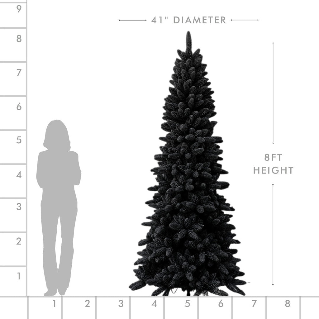 Joy By 8' Olympia Flocked Artificial Pencil Christmas Tree with 500 Warm White LED Lights