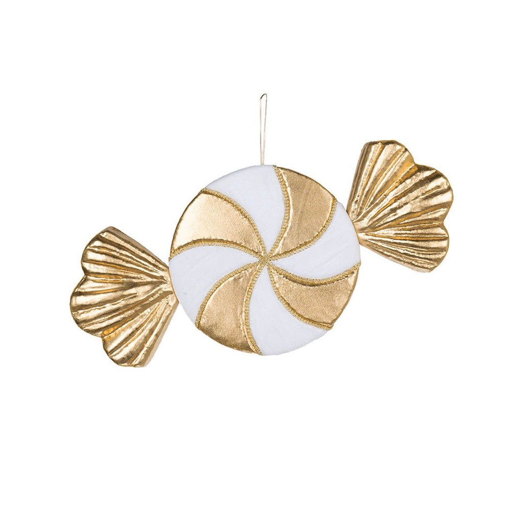 Large Gold & White Swirl Candy Ornament