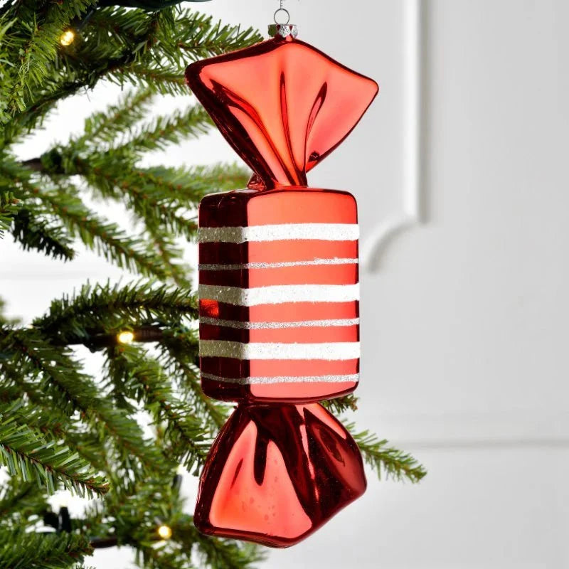Large Red & White Shatterproof Candy Ornament