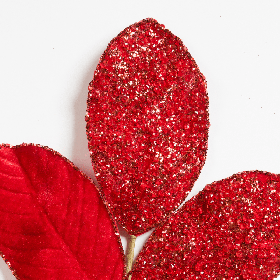 Majestic Red Magnolia Leaf Pick