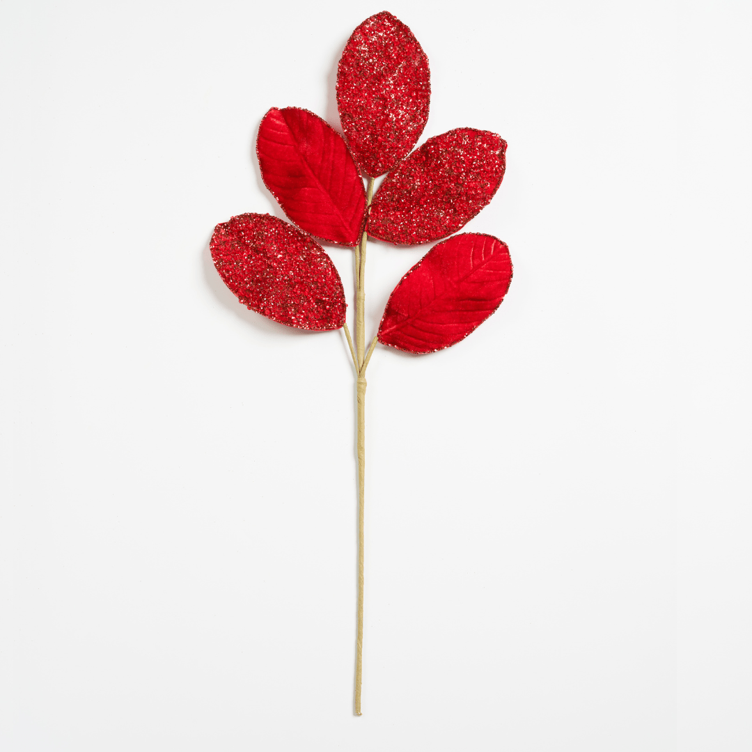 Majestic Red Magnolia Leaf Pick