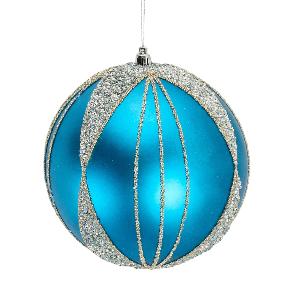 Matte Blue & Silver 6" Ball Ornament