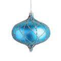 Matte Blue & Silver Onion Ornament