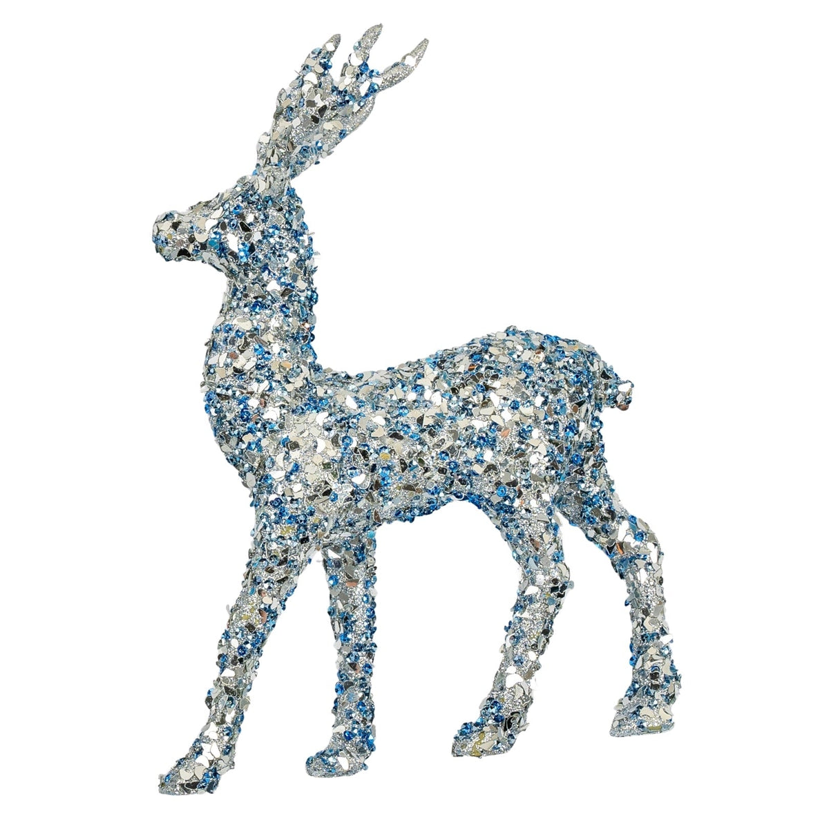 Matte Blue standing Deer with Sequins