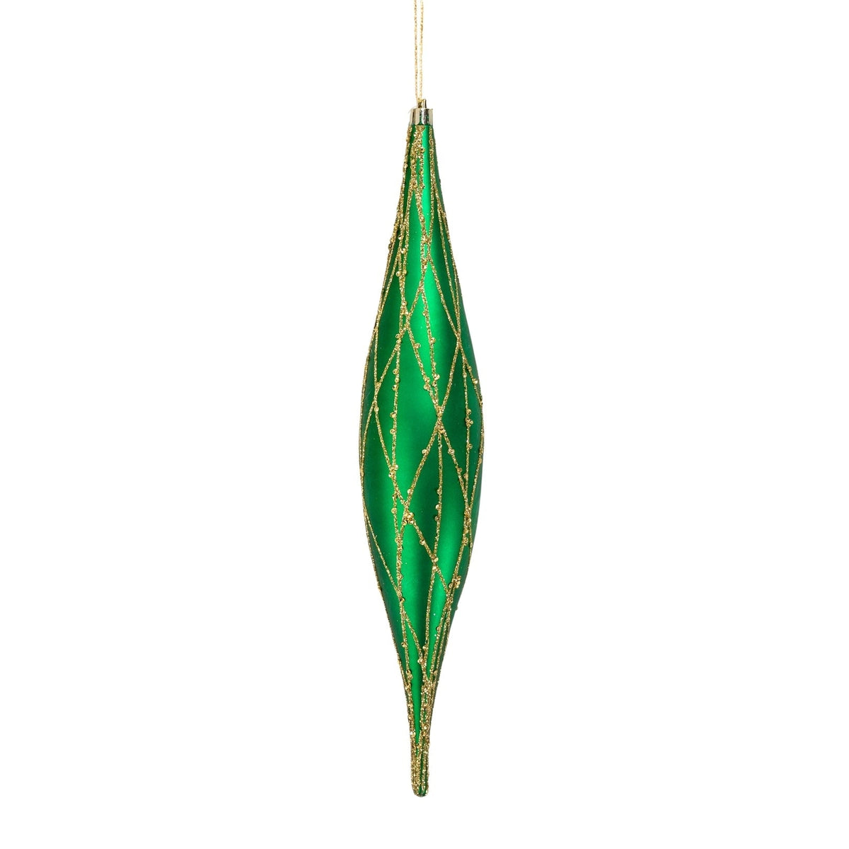 Matte Green & Gold 13" Shuttle Ornament