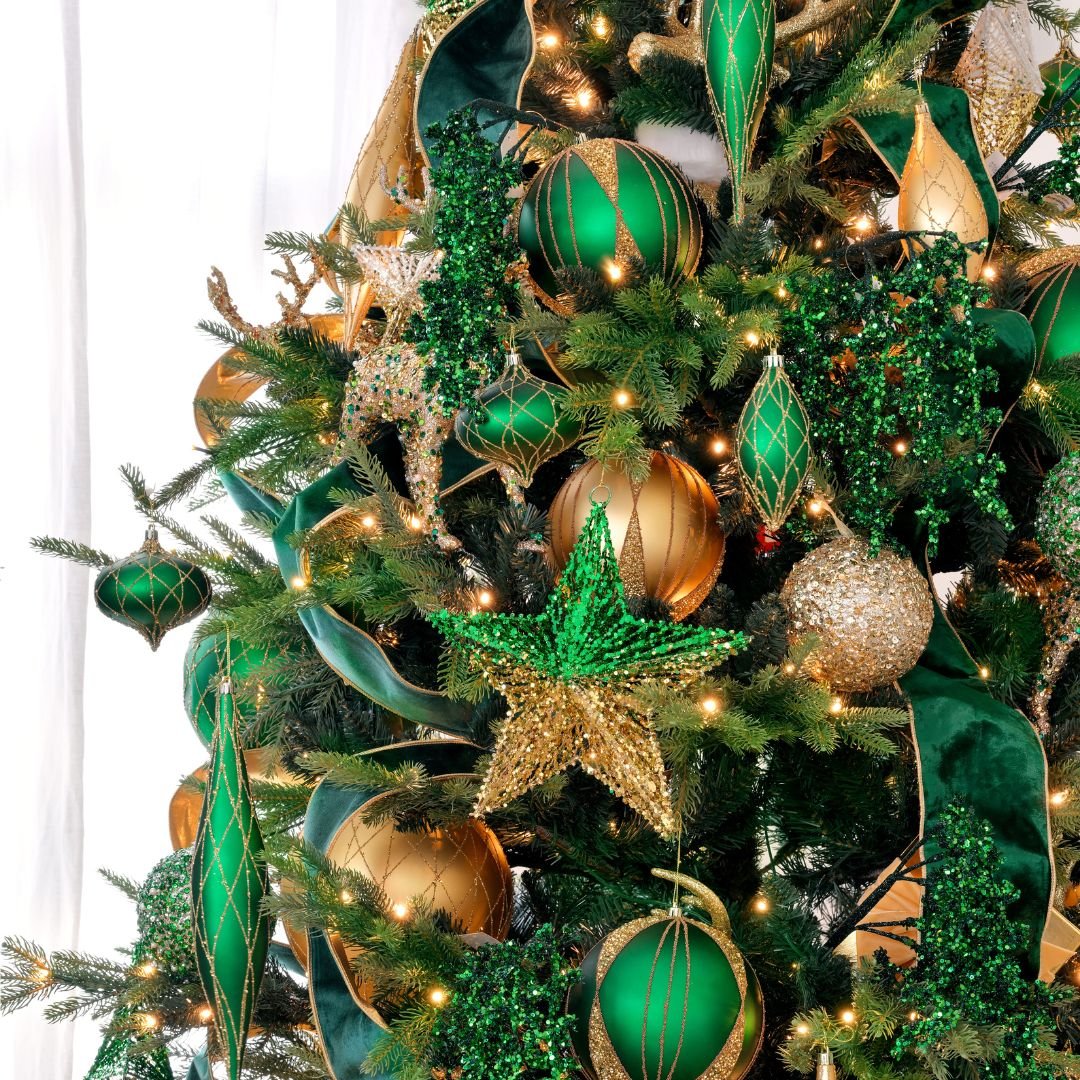 Matte Green & Gold 6" Ball Ornament