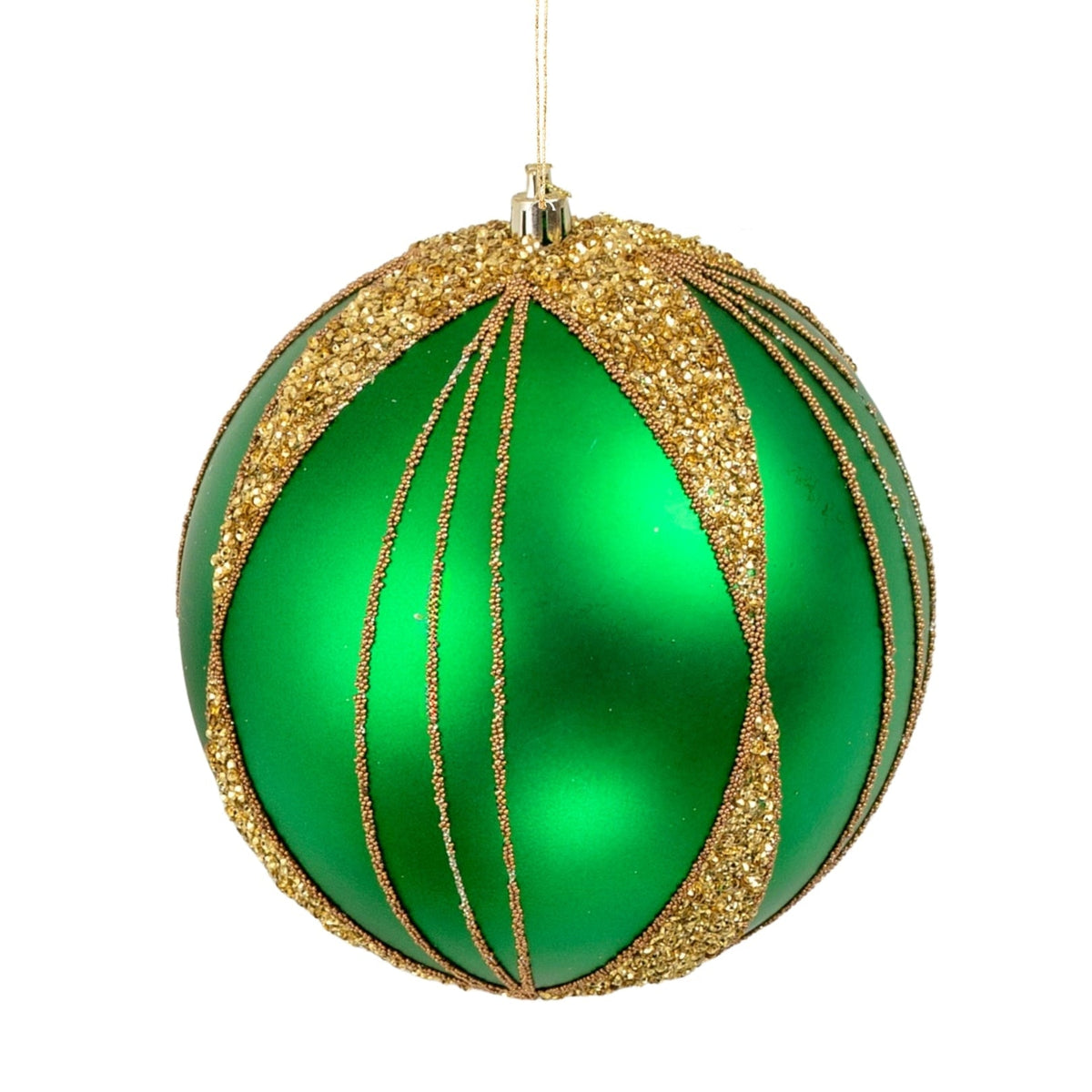 Matte Green & Gold 6" Ball Ornament