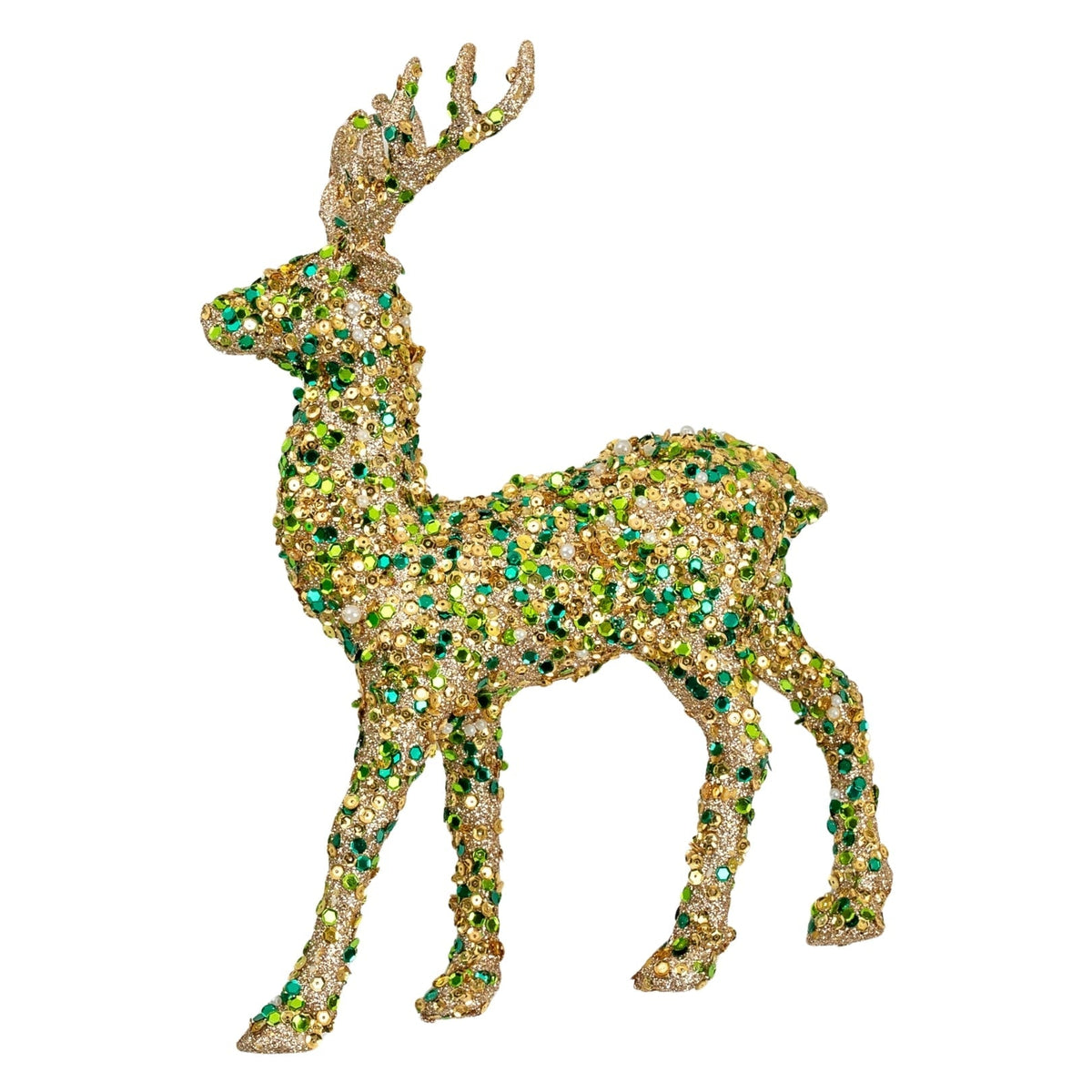 Matte Green & Gold Deer Ornament