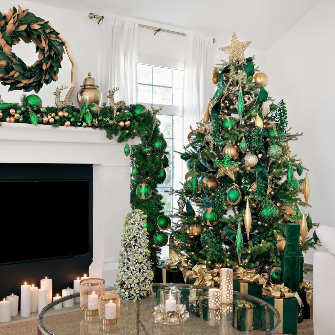 Matte Green & Gold Deer Ornament