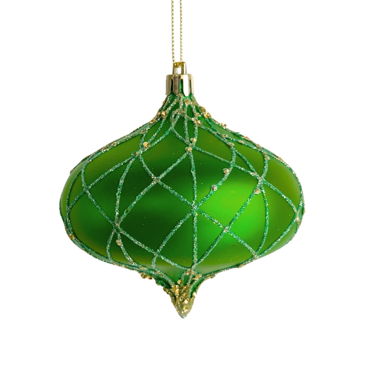 Matte Green & Gold Onion Ornament