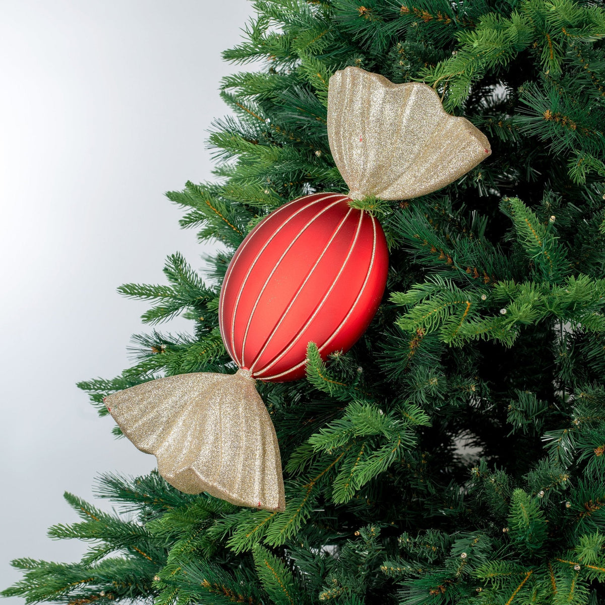 Matte Red & Champagne 18.5" Candy Ornament