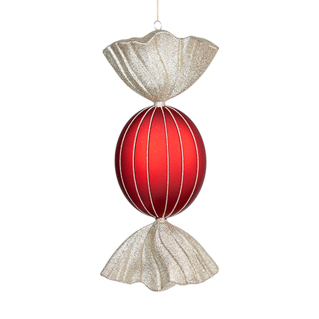 Matte Red & Champagne 18.5" Candy Ornament