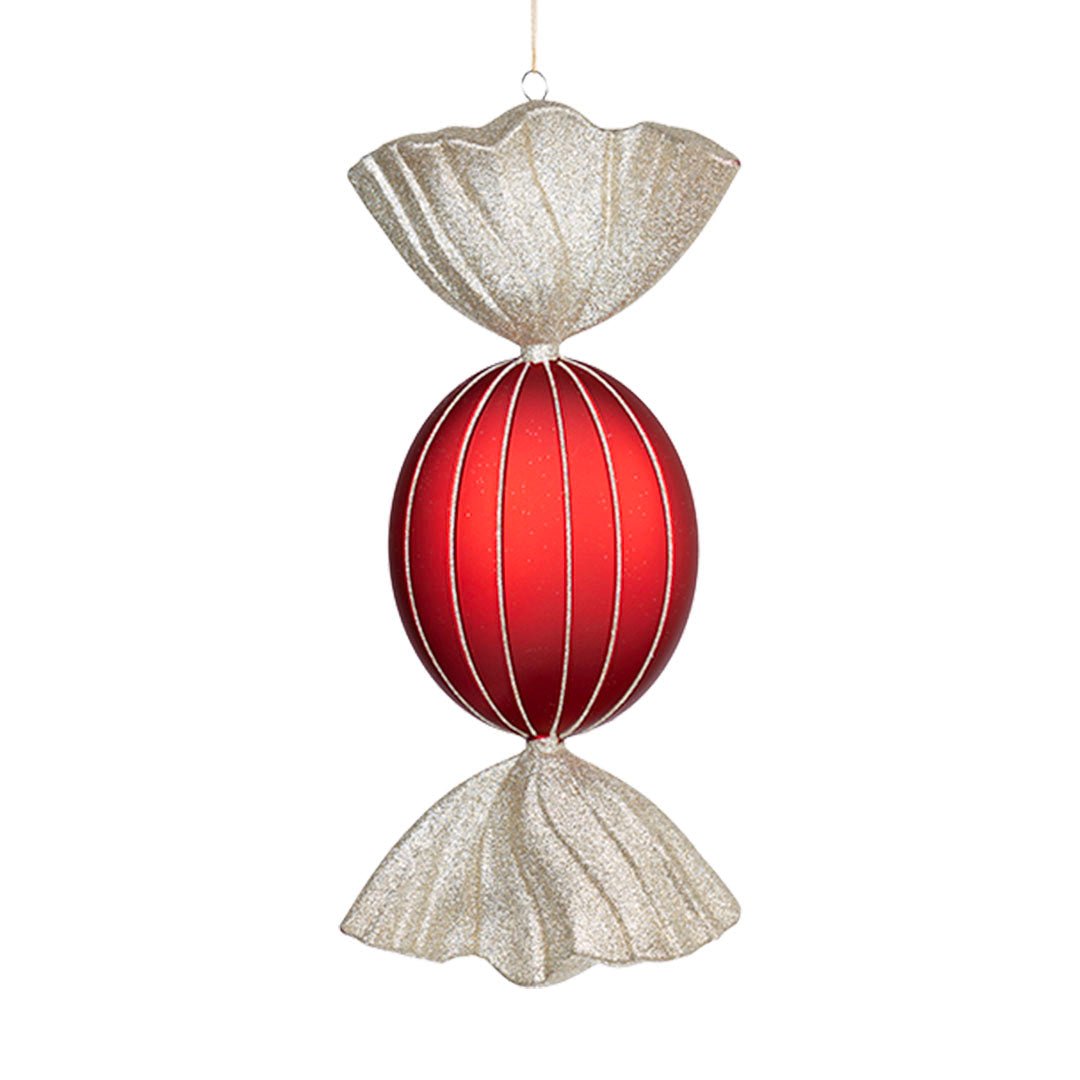 Matte Red & Champagne 18.5" Candy Ornament